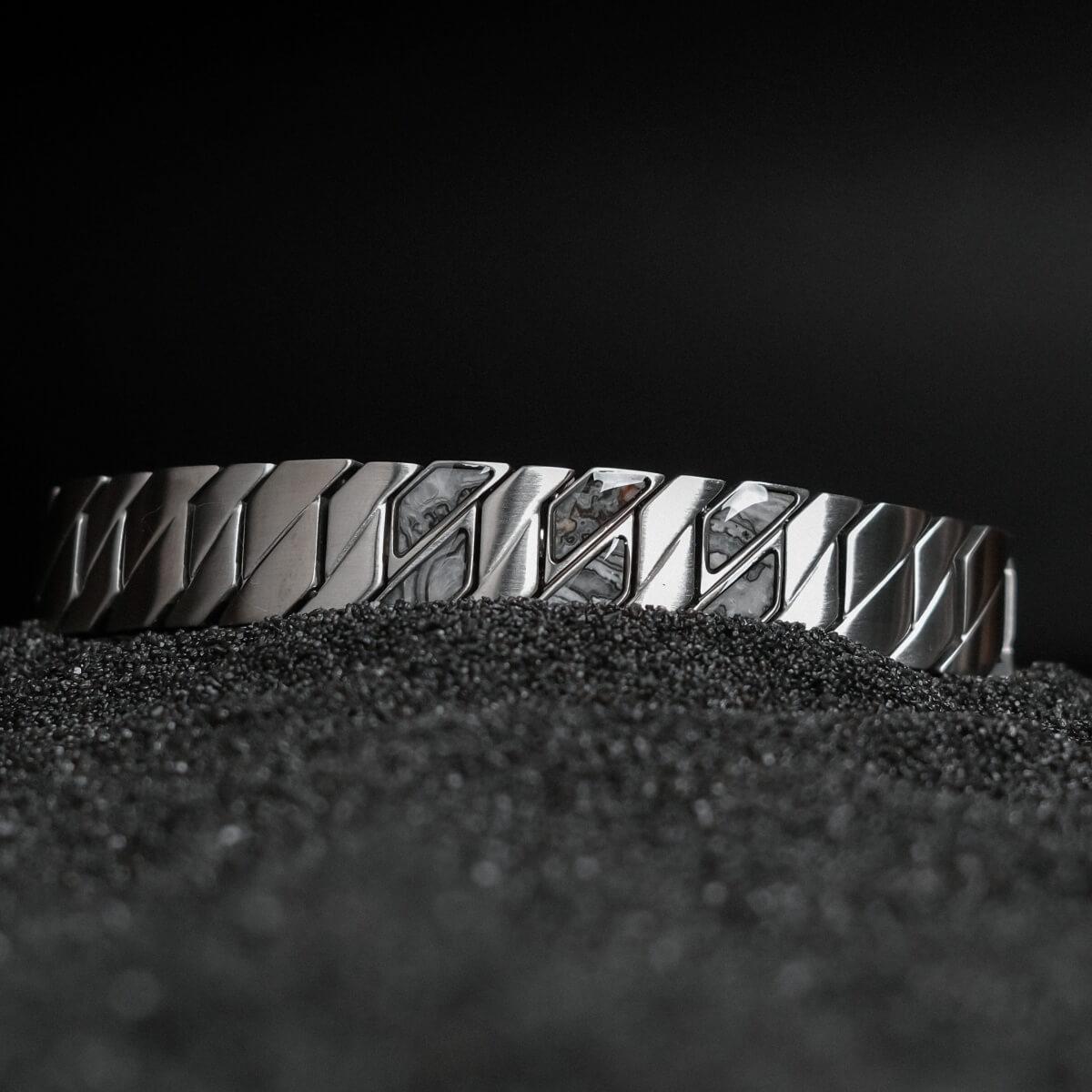 HOLZKERN | Armband Bandlett Bariton (Marmor / Silber)
