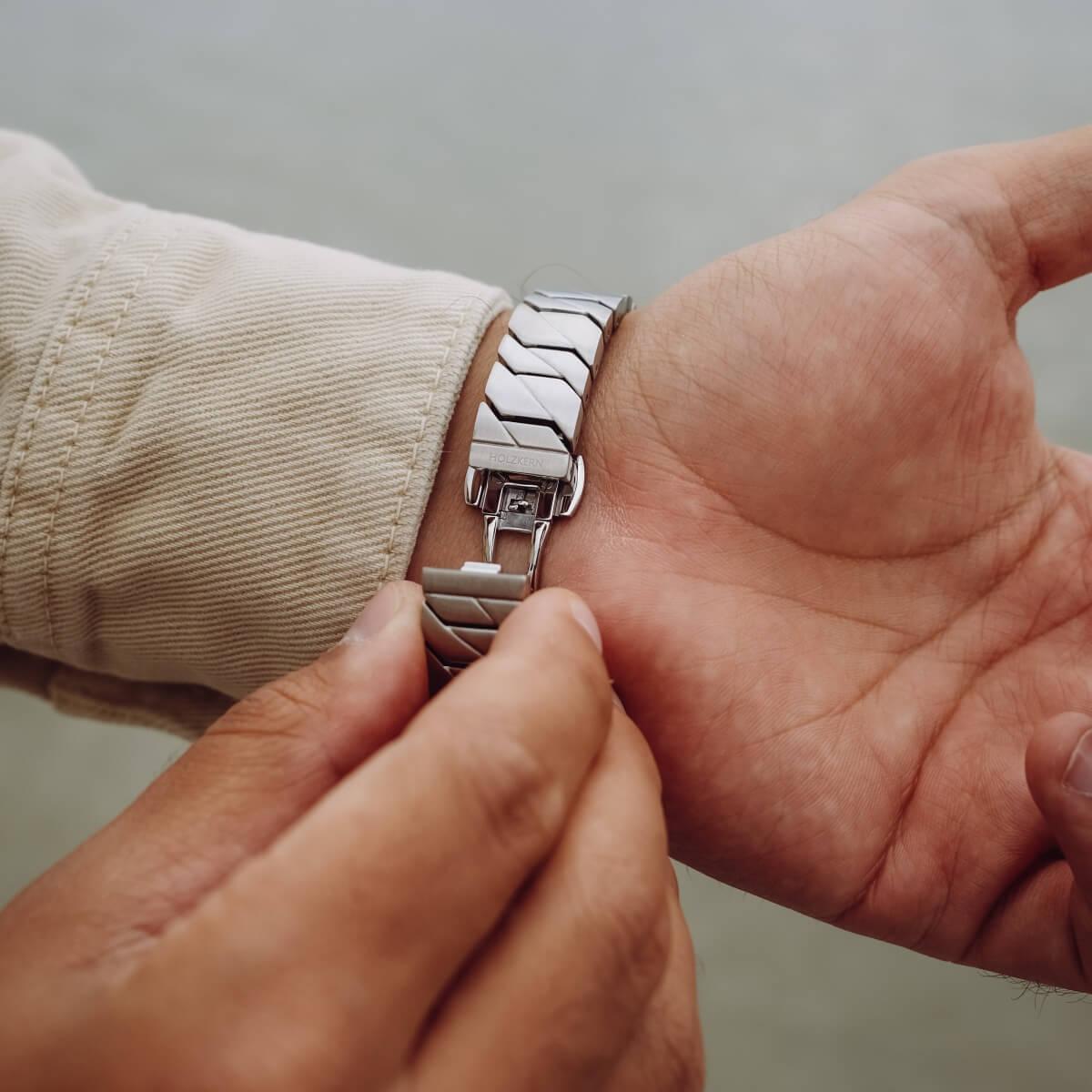 HOLZKERN | Armband Bandlett Bariton (Marmor / Silber)