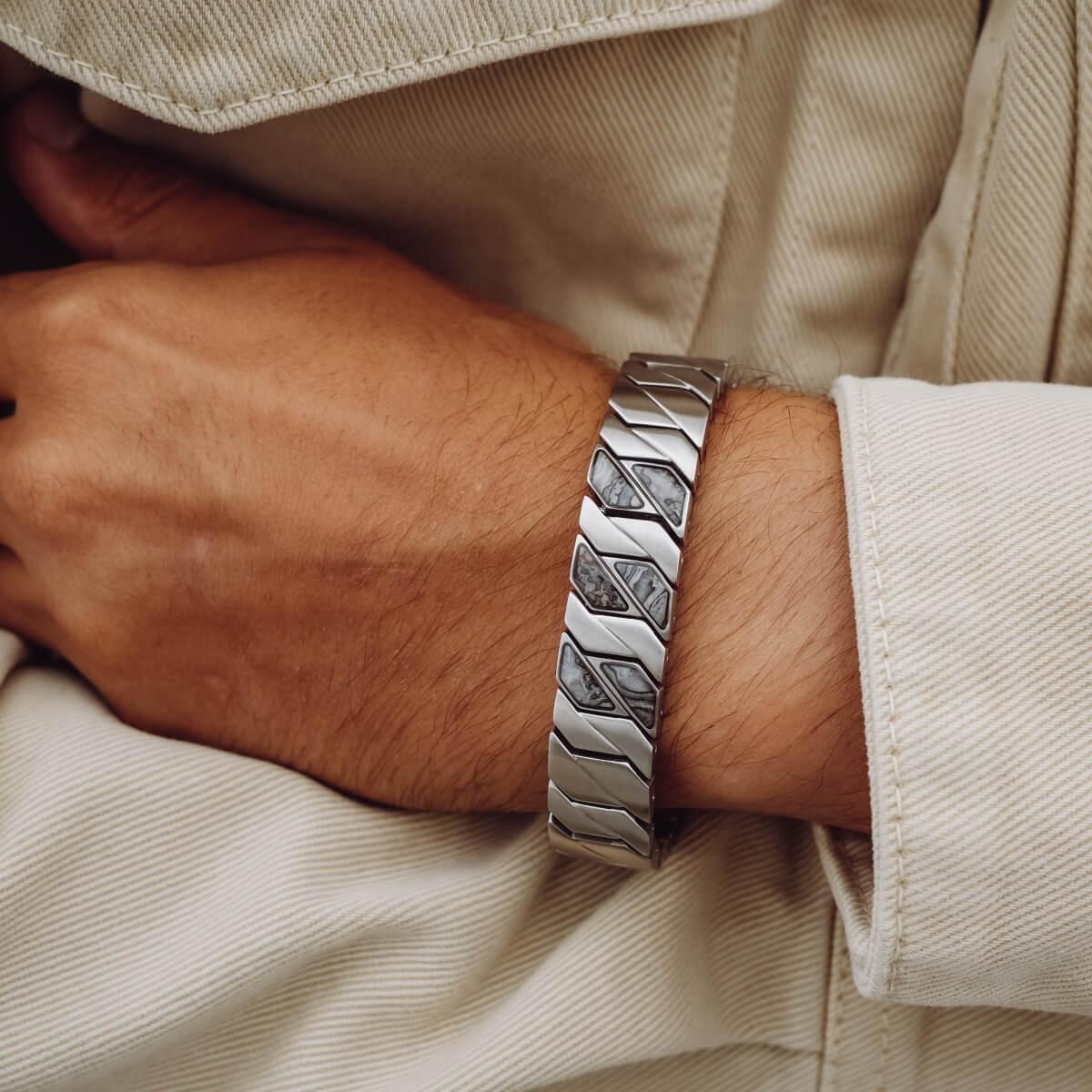 HOLZKERN | Armband Bandlett Bariton (Marmor / Silber)