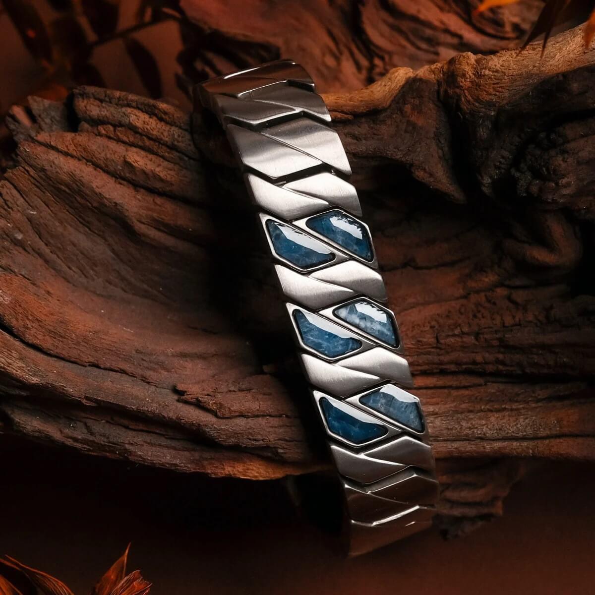HOLZKERN | Armband Bandlett Bariton (Sodalith / Silber)
