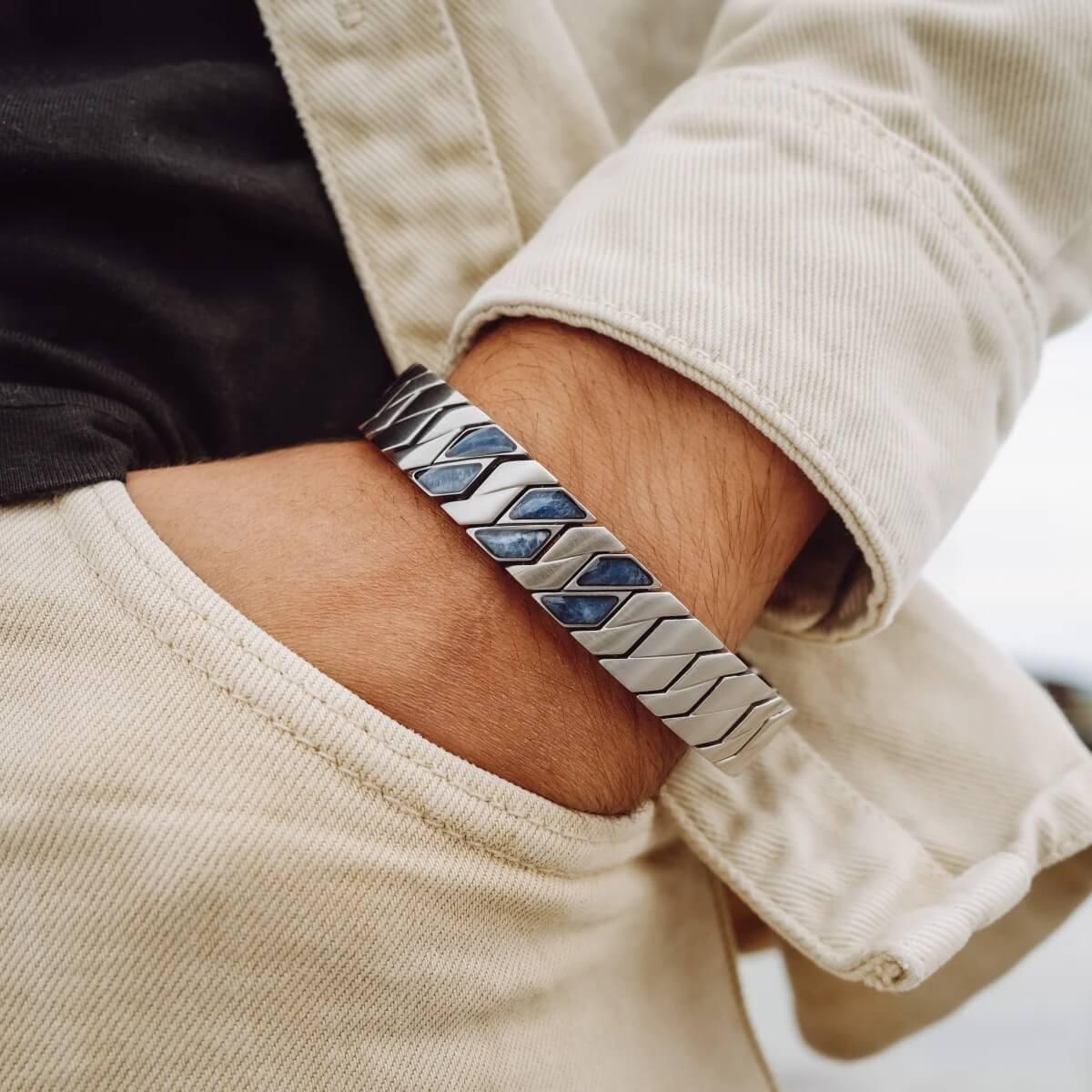 HOLZKERN | Armband Bandlett Bariton (Sodalith / Silber)