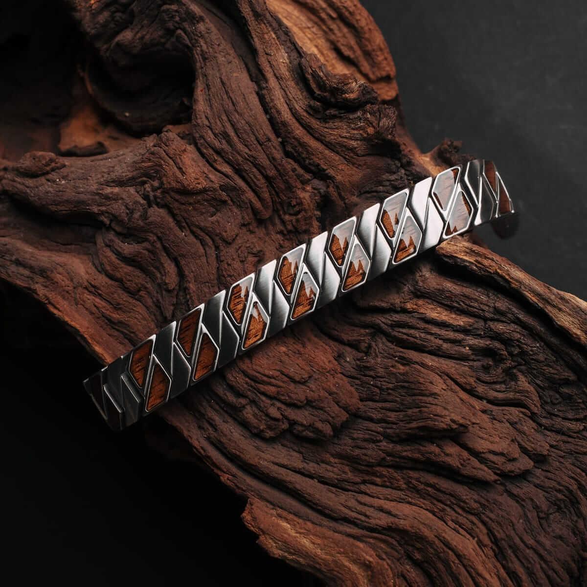 HOLZKERN | Armband Bandlett Bariton (Walnuss / Silber)