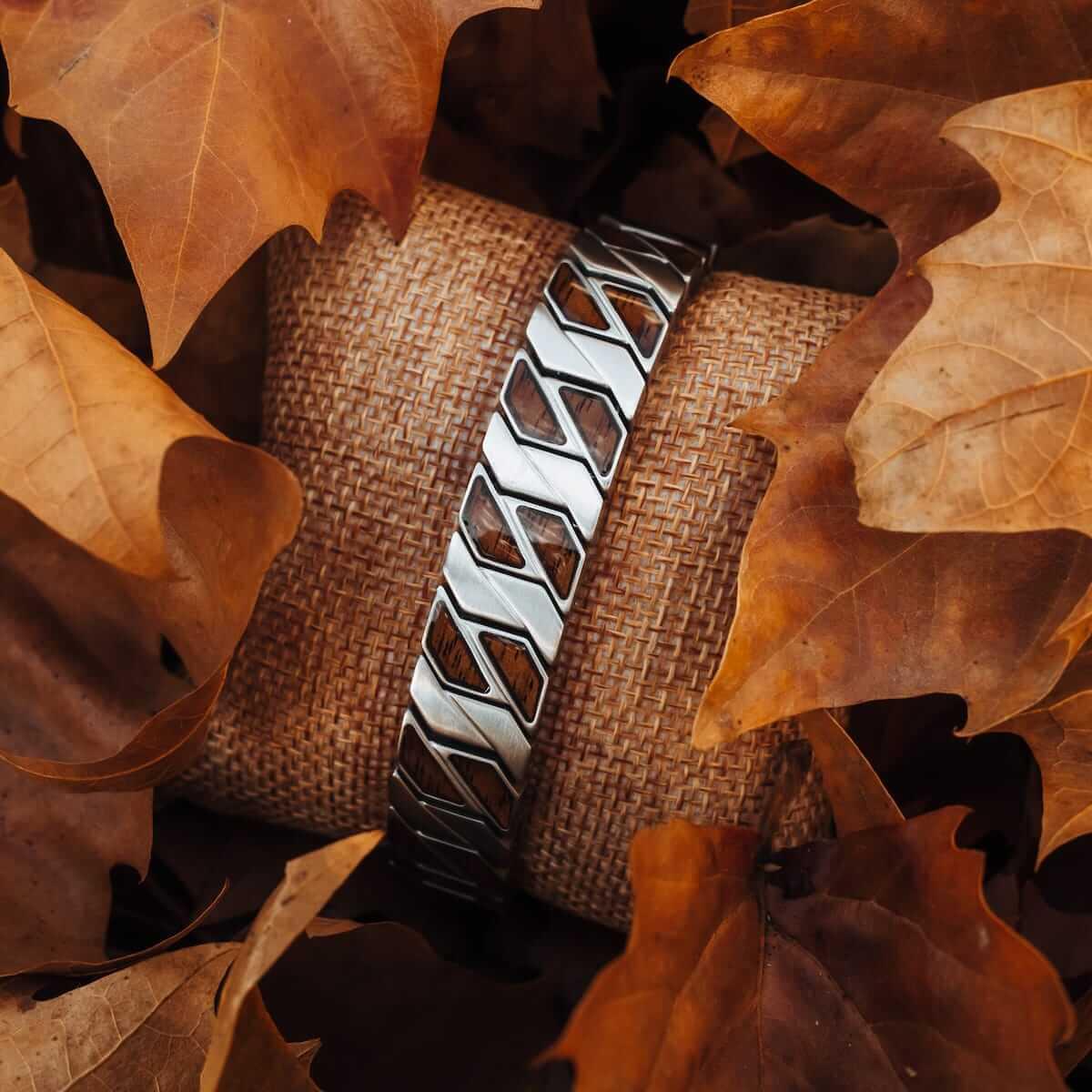 HOLZKERN | Armband Bandlett Bariton (Walnuss / Silber)