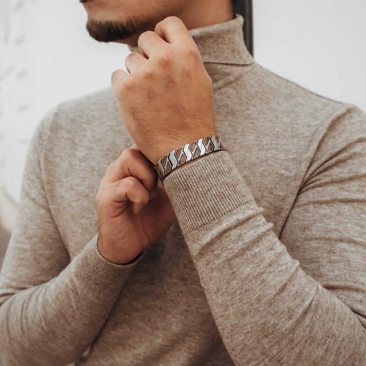 HOLZKERN | Armband Bandlett Bariton (Walnuss / Silber)