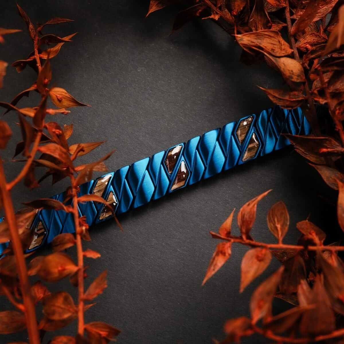 HOLZKERN | Armband Bandlett Bariton (Zebrano / Blau)
