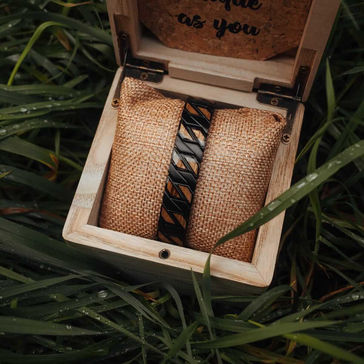 HOLZKERN | Armband Bandlett Bariton (Zebrano / Schwarz)