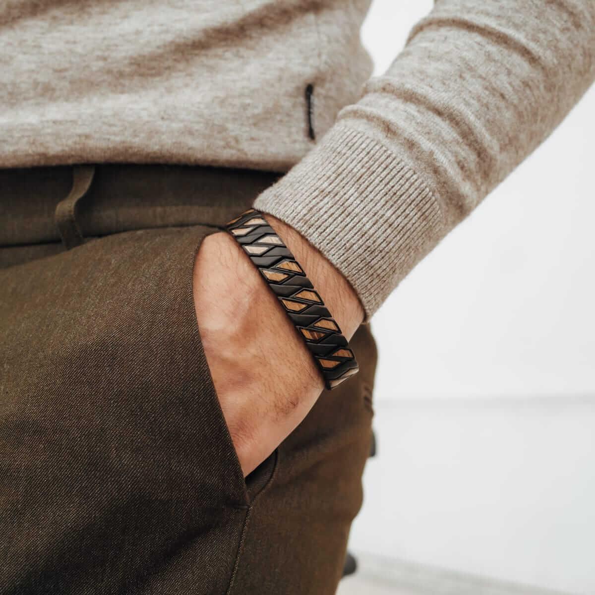 HOLZKERN | Armband Bandlett Bariton (Zebrano / Schwarz)