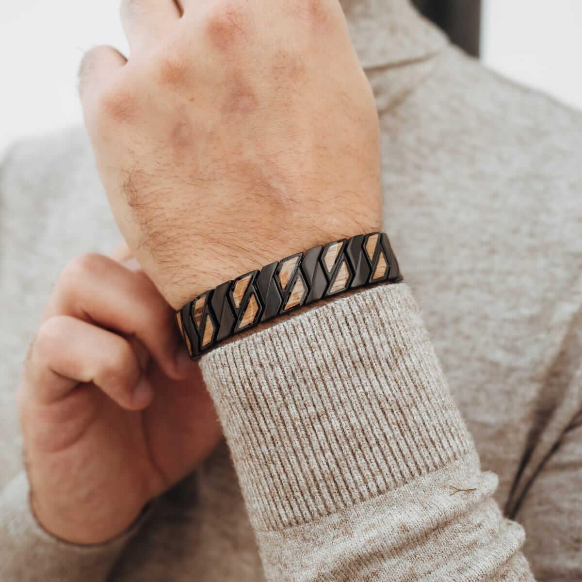 HOLZKERN | Armband Bandlett Bariton (Zebrano / Schwarz)