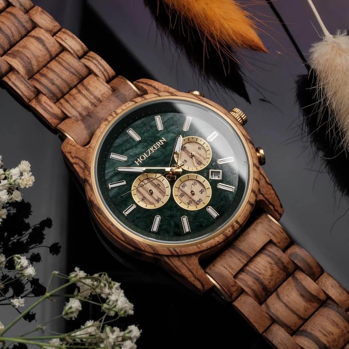 HOLZKERN | Blätterdach Waldlauf Herren Chronograph
