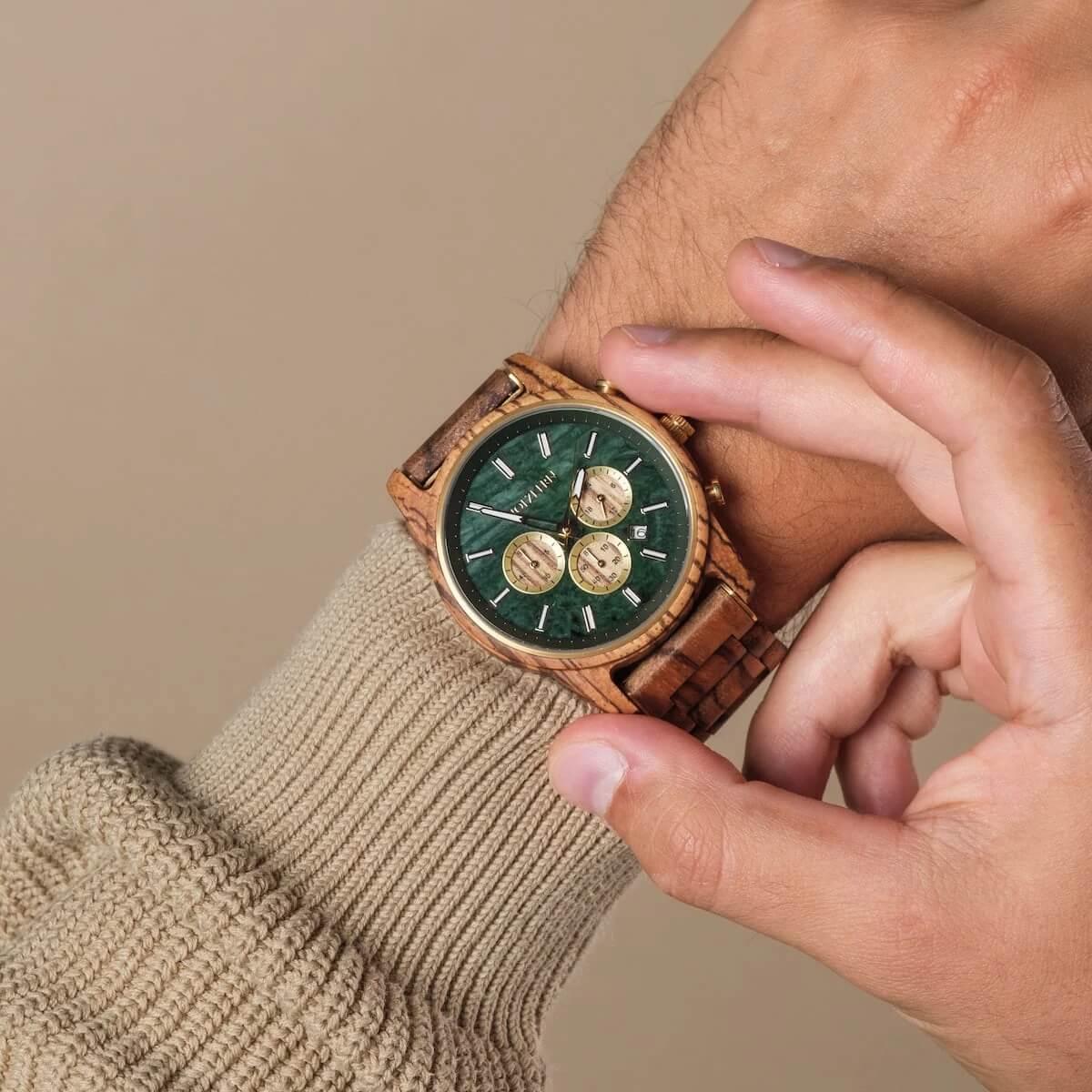 HOLZKERN | Blätterdach Waldlauf Herren Chronograph