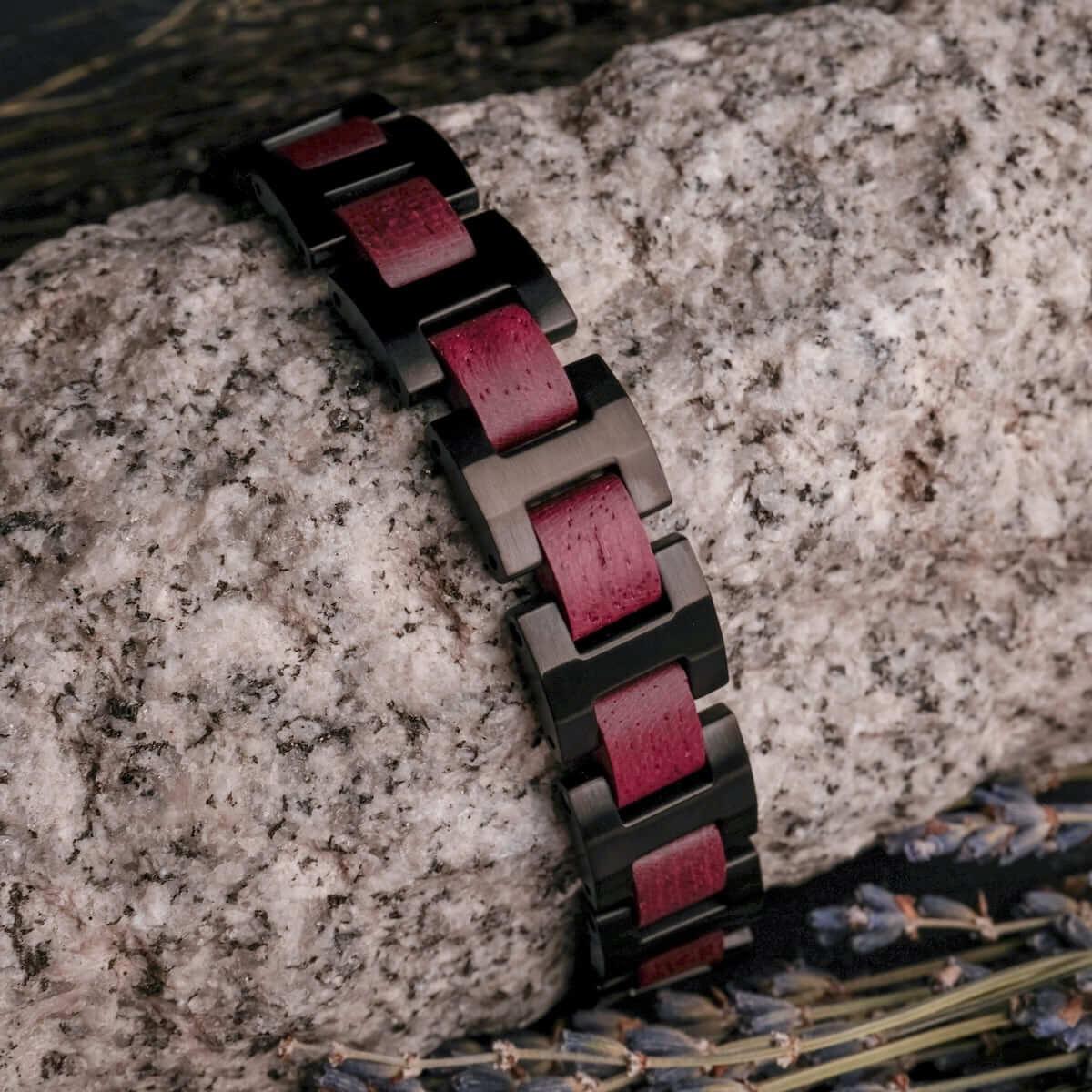 HOLZKERN | Bandlett Armband Capriccio (Amaranthholz / Schwarz)