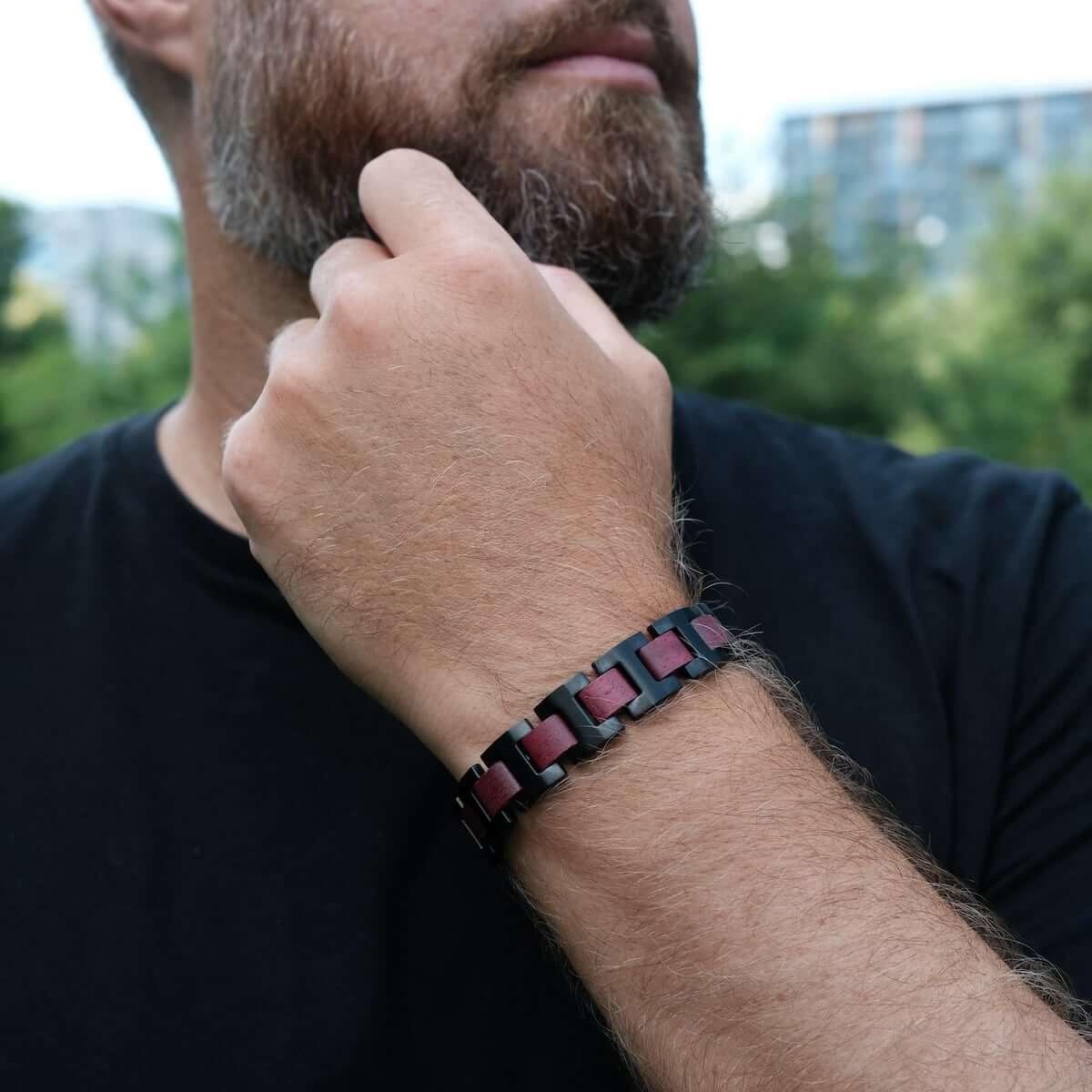 HOLZKERN | Bandlett Armband Capriccio (Amaranthholz / Schwarz)