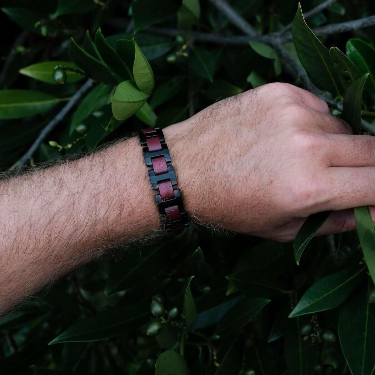 HOLZKERN | Bandlett Armband Capriccio (Amaranthholz / Schwarz)