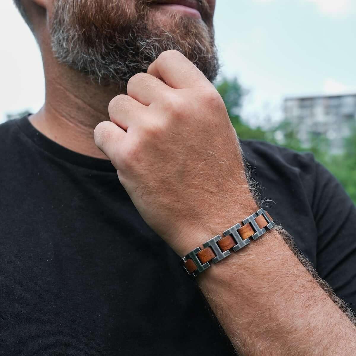 HOLZKERN | Bandlett Armband Capriccio (Koaholz / Antiksilber)