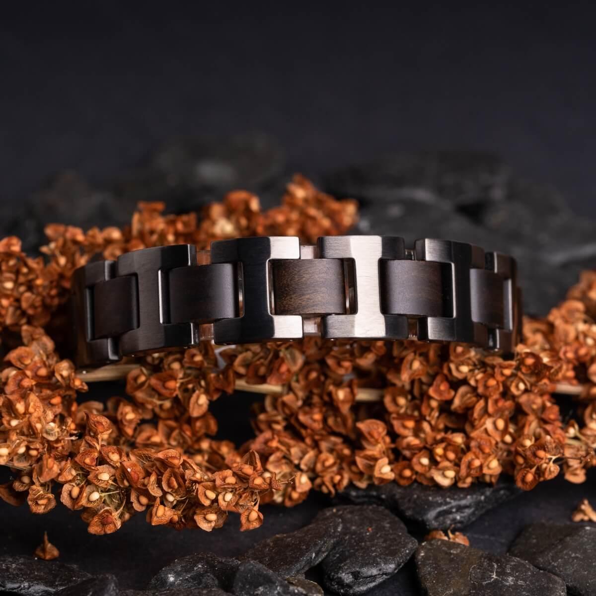 HOLZKERN | Bandlett Armband Capriccio (Leadwood / Grau)