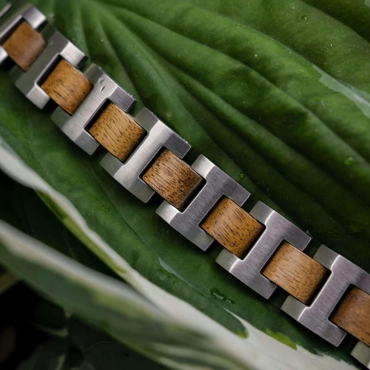 HOLZKERN | Bandlett Armband Capriccio (Marmorholz / Silber)