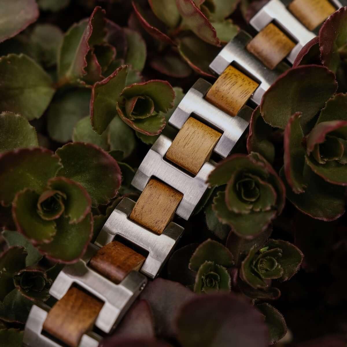 HOLZKERN | Bandlett Armband Capriccio (Marmorholz / Silber)
