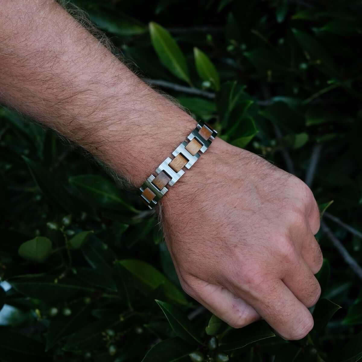HOLZKERN | Bandlett Armband Capriccio (Marmorholz / Silber)