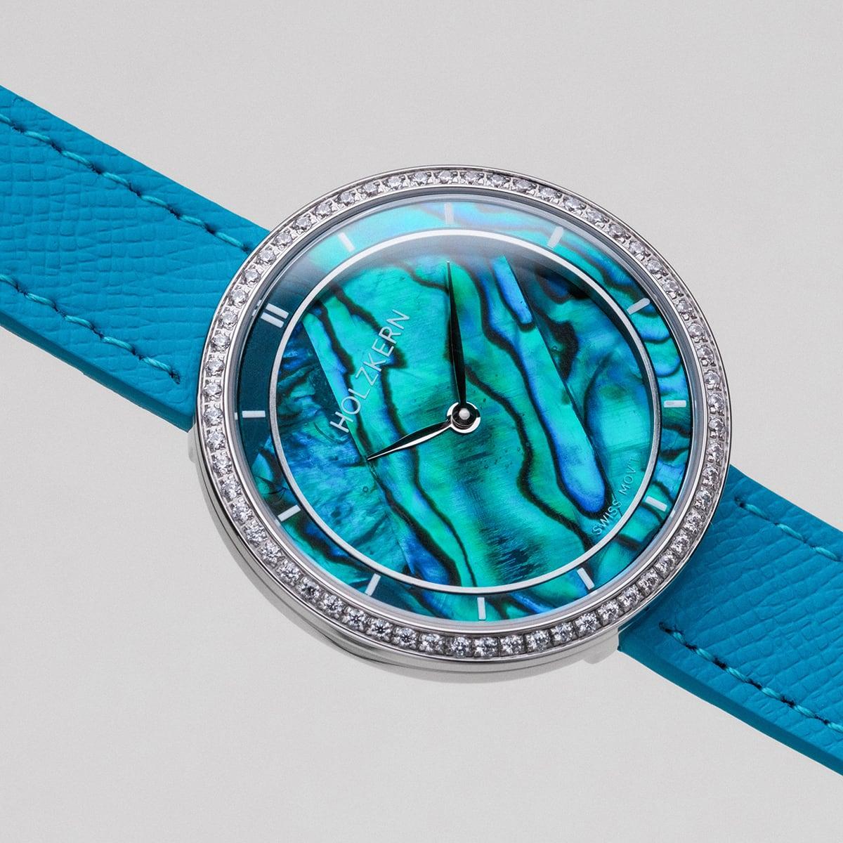 HOLZKERN | Carolline Damen Armbanduhr (Abalone / Silber)