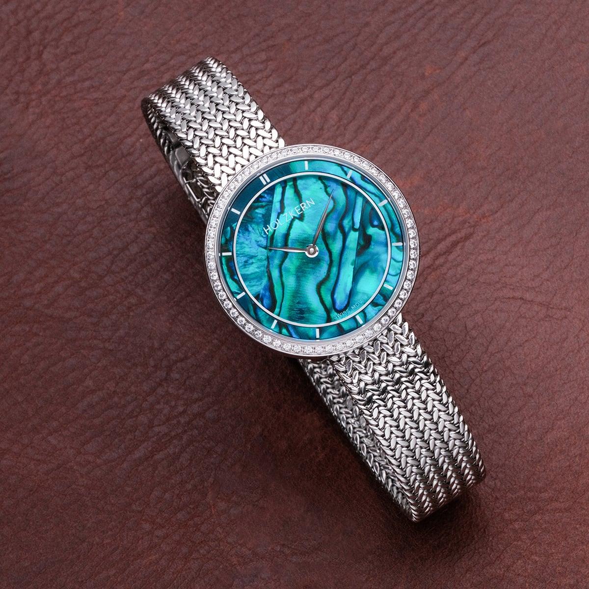 HOLZKERN | Carolline Damen Armbanduhr (Abalone / Silber)