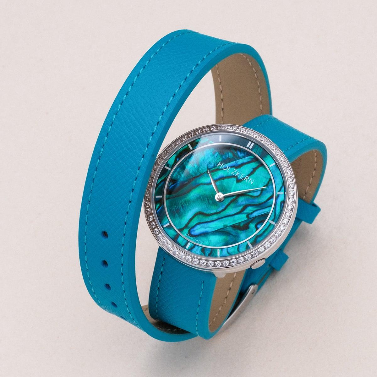 HOLZKERN | Carolline Damen Armbanduhr (Abalone / Silber)