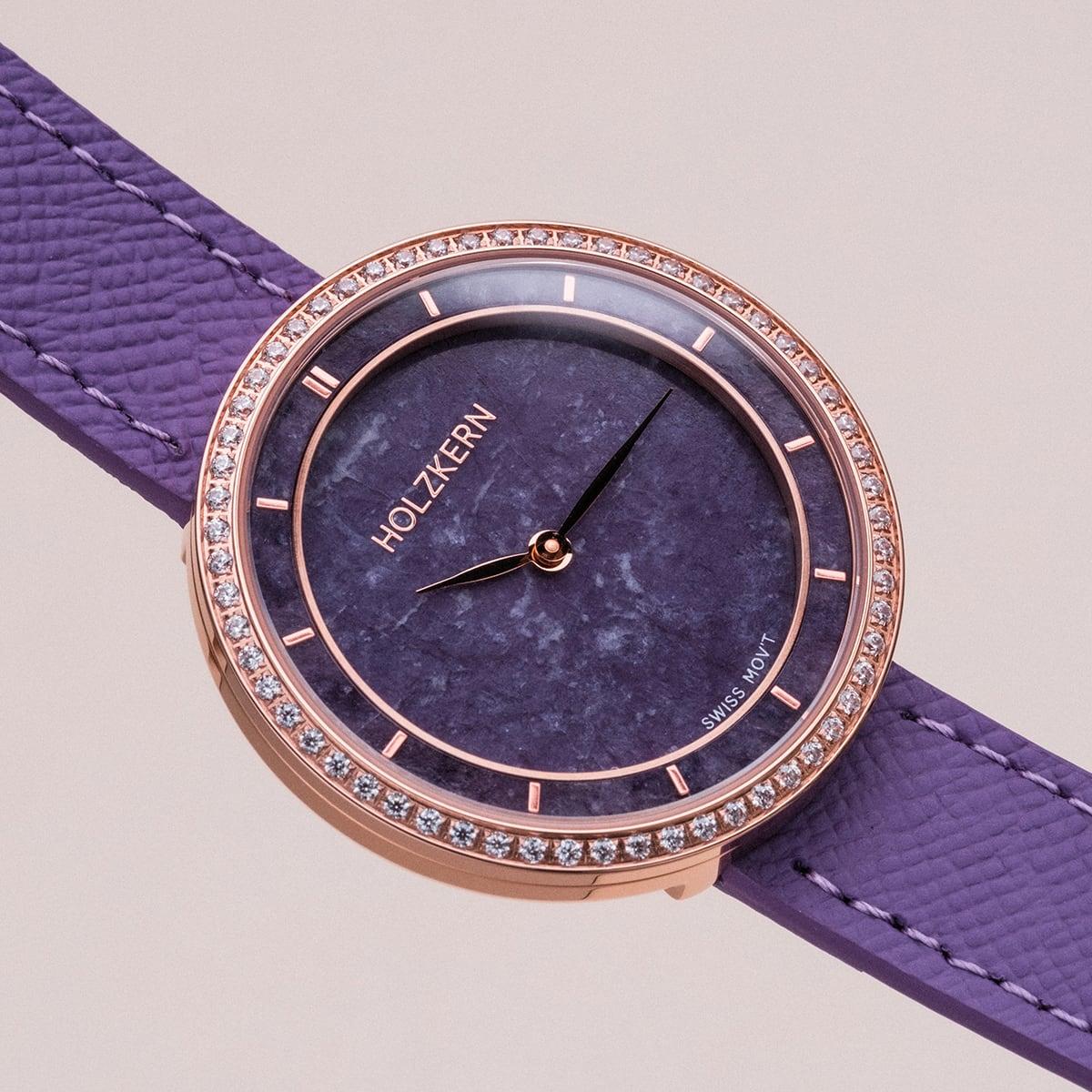 HOLZKERN | Carolline Damen Armbanduhr (Amethyst / Roségold)