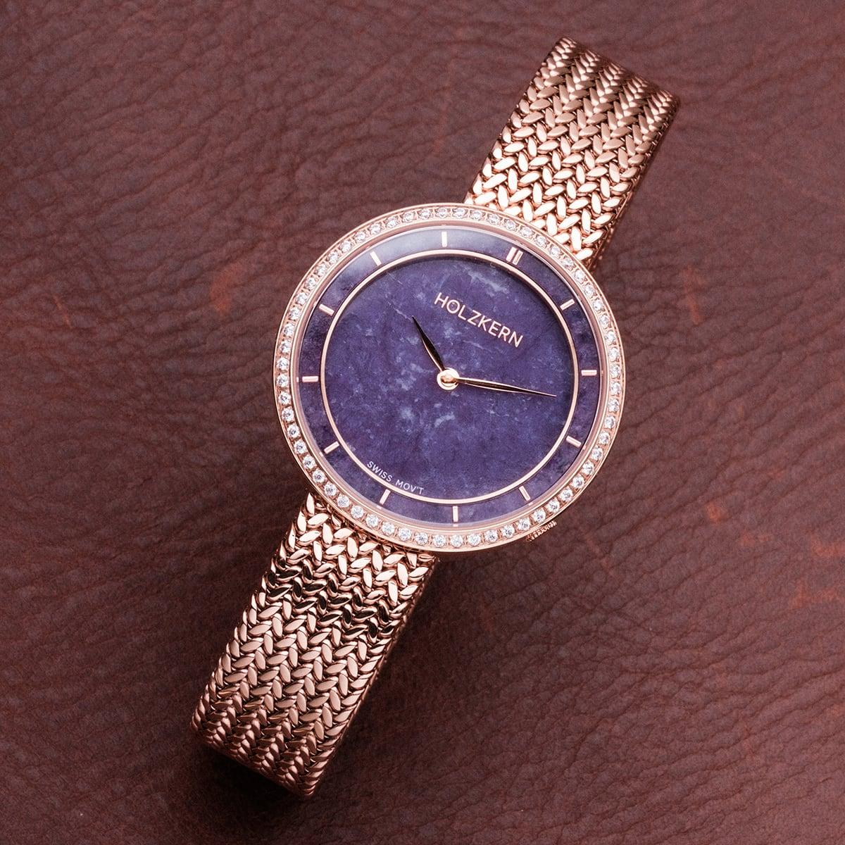 HOLZKERN | Carolline Damen Armbanduhr (Amethyst / Roségold)