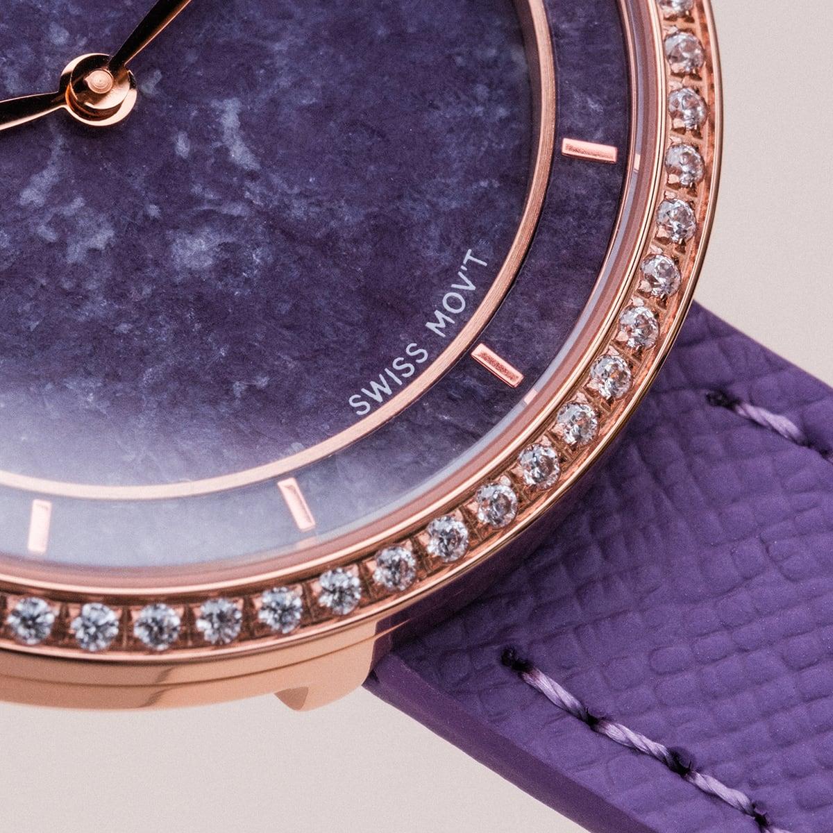 HOLZKERN | Carolline Damen Armbanduhr (Amethyst / Roségold)