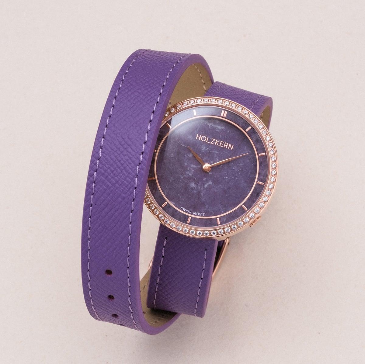 HOLZKERN | Carolline Damen Armbanduhr (Amethyst / Roségold)