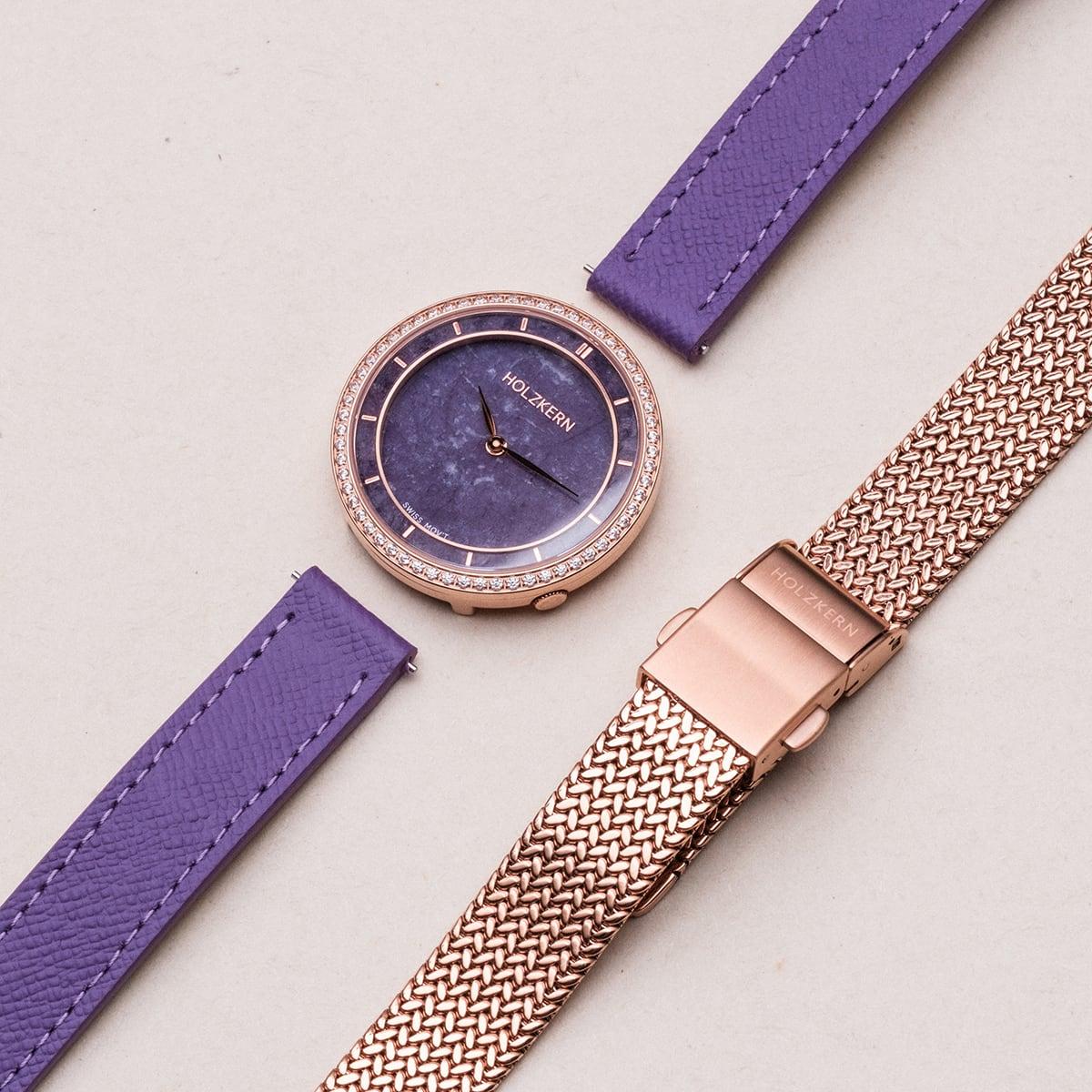 HOLZKERN | Carolline Damen Armbanduhr (Amethyst / Roségold)