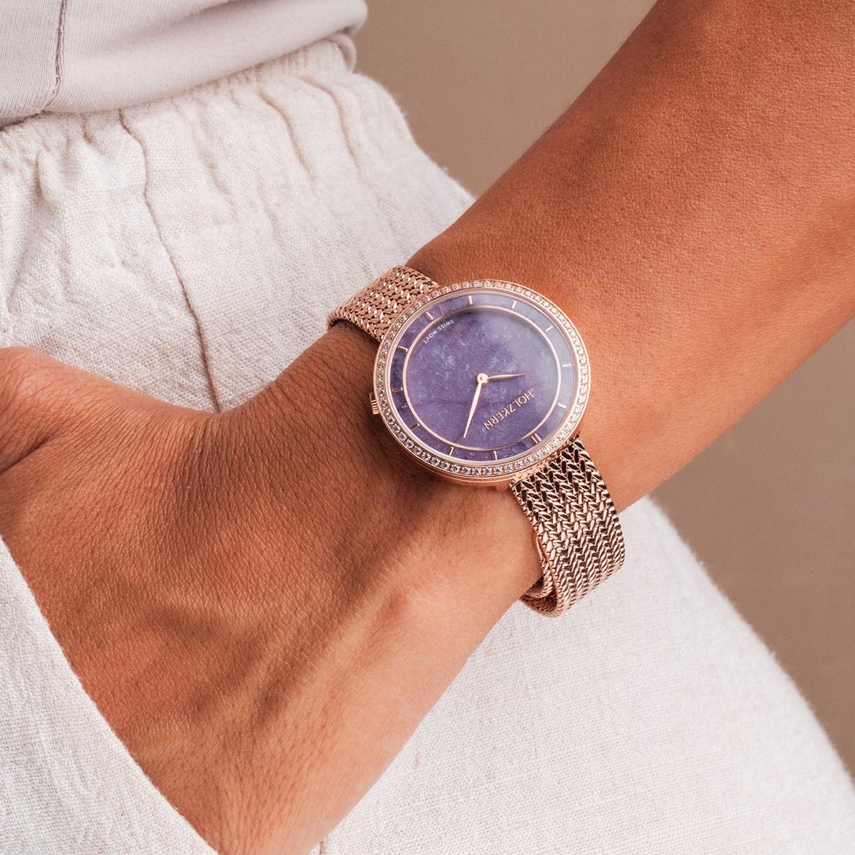 HOLZKERN | Carolline Damen Armbanduhr (Amethyst / Roségold)