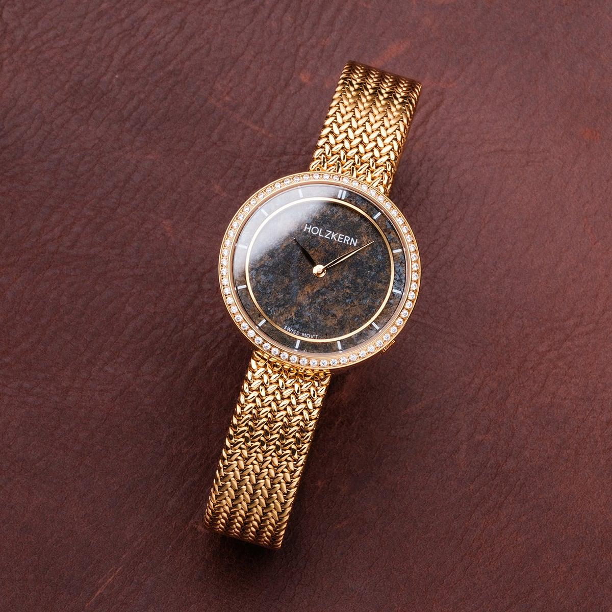 HOLZKERN | Carolline Damen Armbanduhr (Bronzit/ Gold)