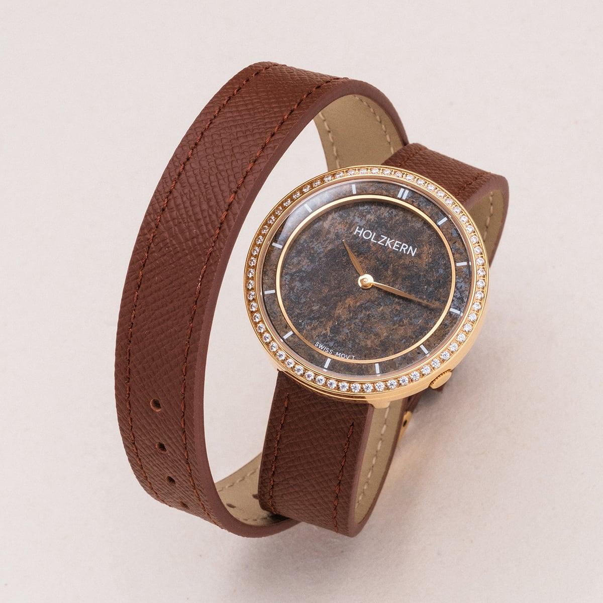 HOLZKERN | Carolline Damen Armbanduhr (Bronzit/ Gold)