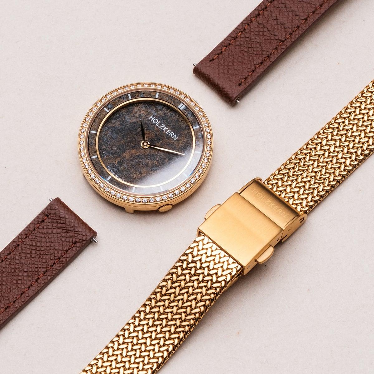 HOLZKERN | Carolline Damen Armbanduhr (Bronzit/ Gold)