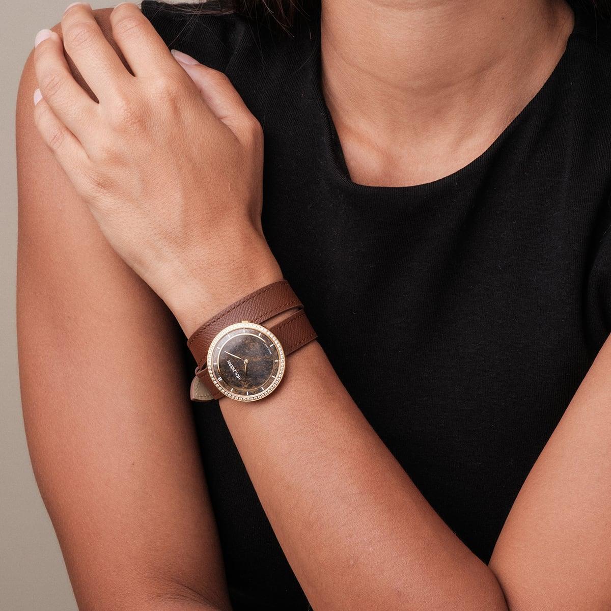 HOLZKERN | Carolline Damen Armbanduhr (Bronzit/ Gold)