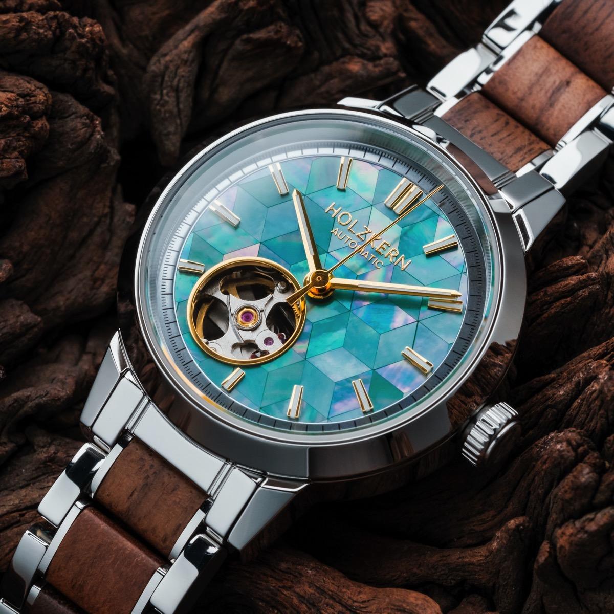 HOLZKERN | Colorburst Kaleidoscopic Damen Automatikarmbanduhr