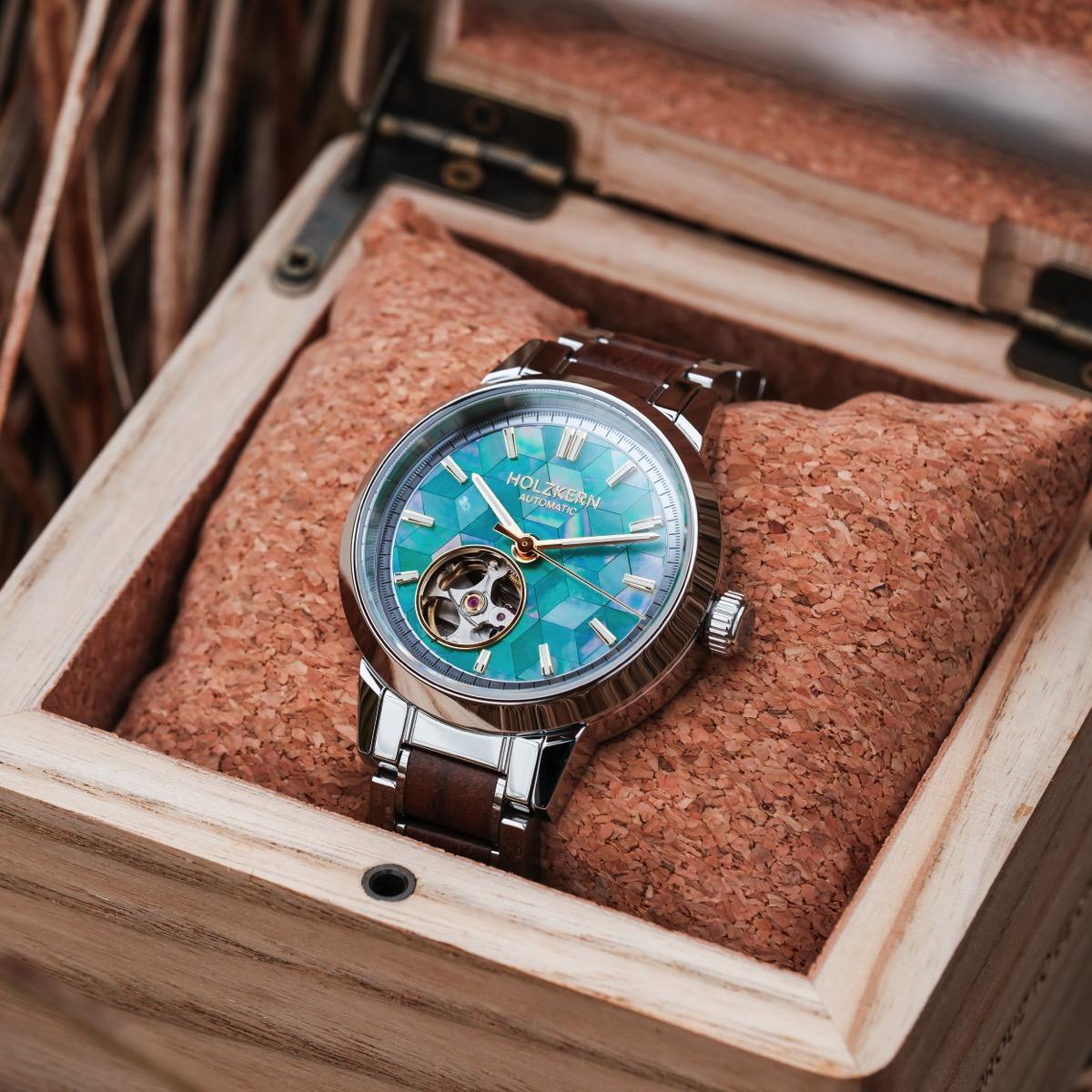 HOLZKERN | Colorburst Kaleidoscopic Damen Automatikarmbanduhr