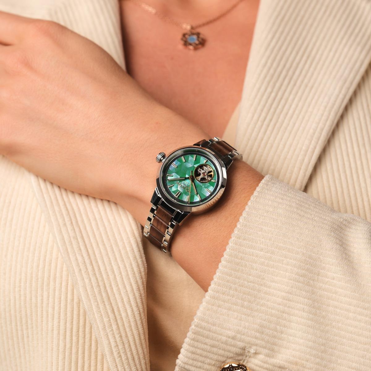 HOLZKERN | Colorburst Kaleidoscopic Damen Automatikarmbanduhr