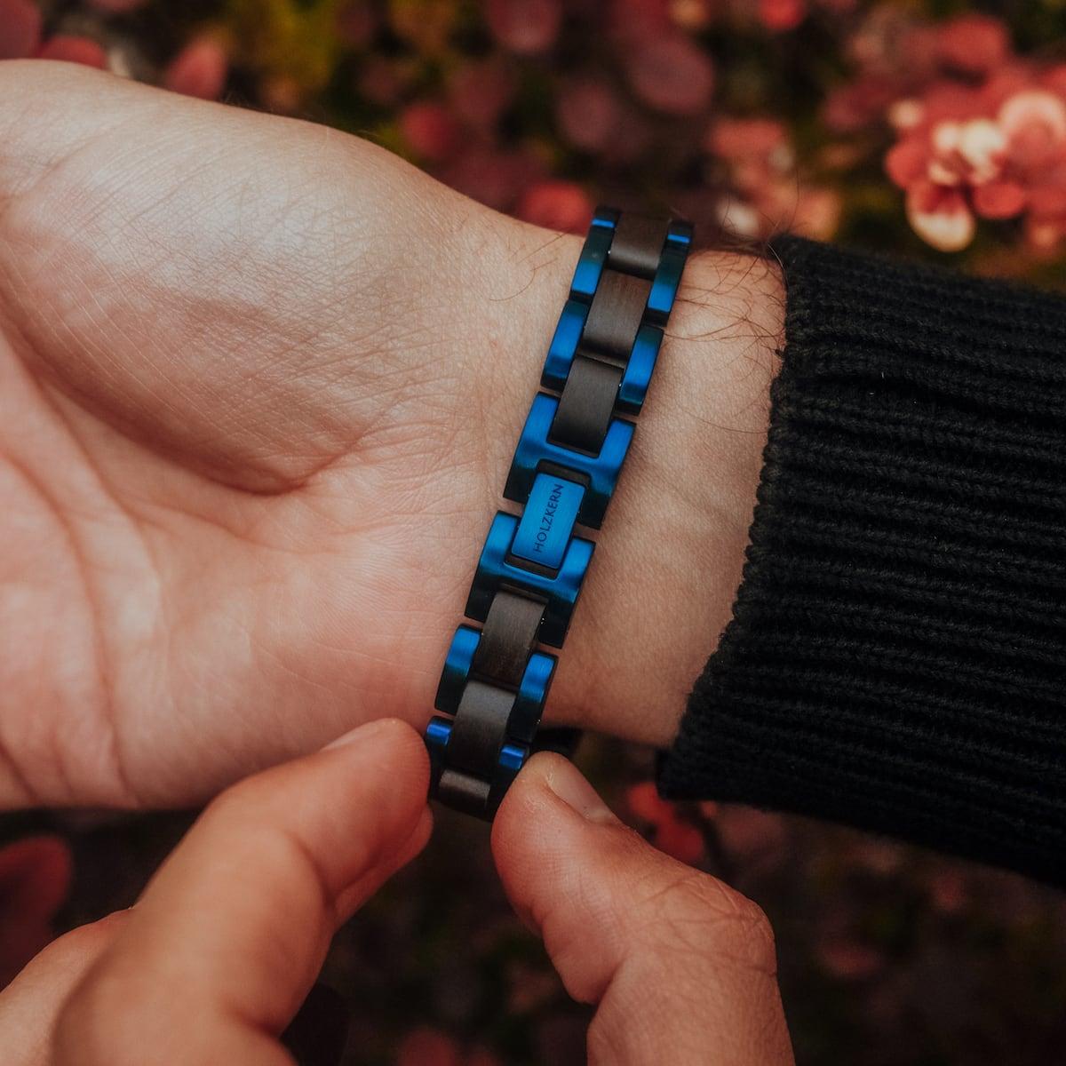HOLZKERN | Armband Bandlet Dreiklang Ahornholz Blau
