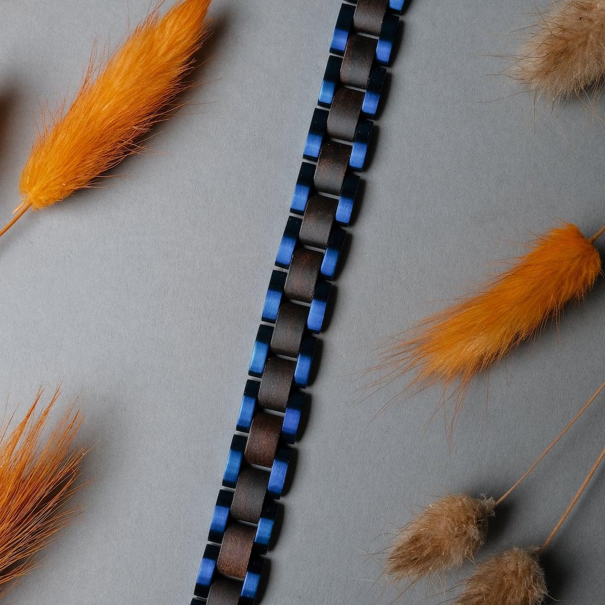 HOLZKERN | Armband Bandlet Dreiklang Ahornholz Blau