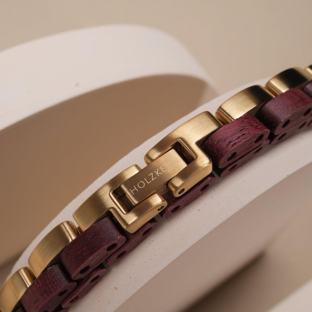 HOLZKERN | Bandlet Armband Duett Amaranthholz Gold