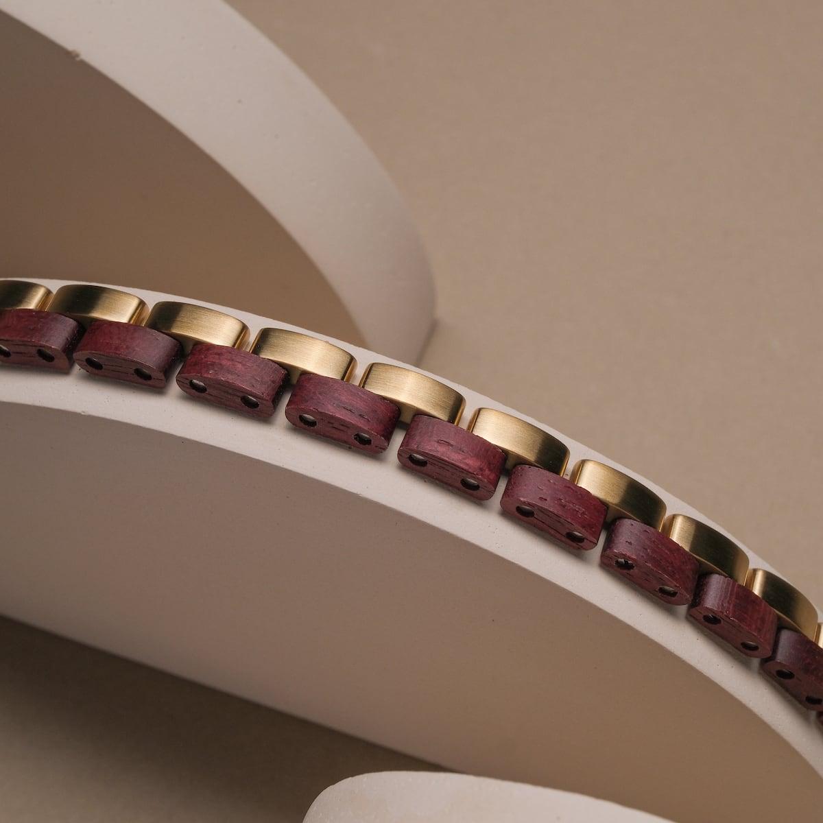 HOLZKERN | Bandlet Armband Duett Amaranthholz Gold