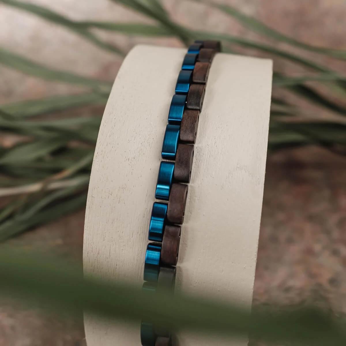 HOLZKERN Armband Duett Leadwood Blau