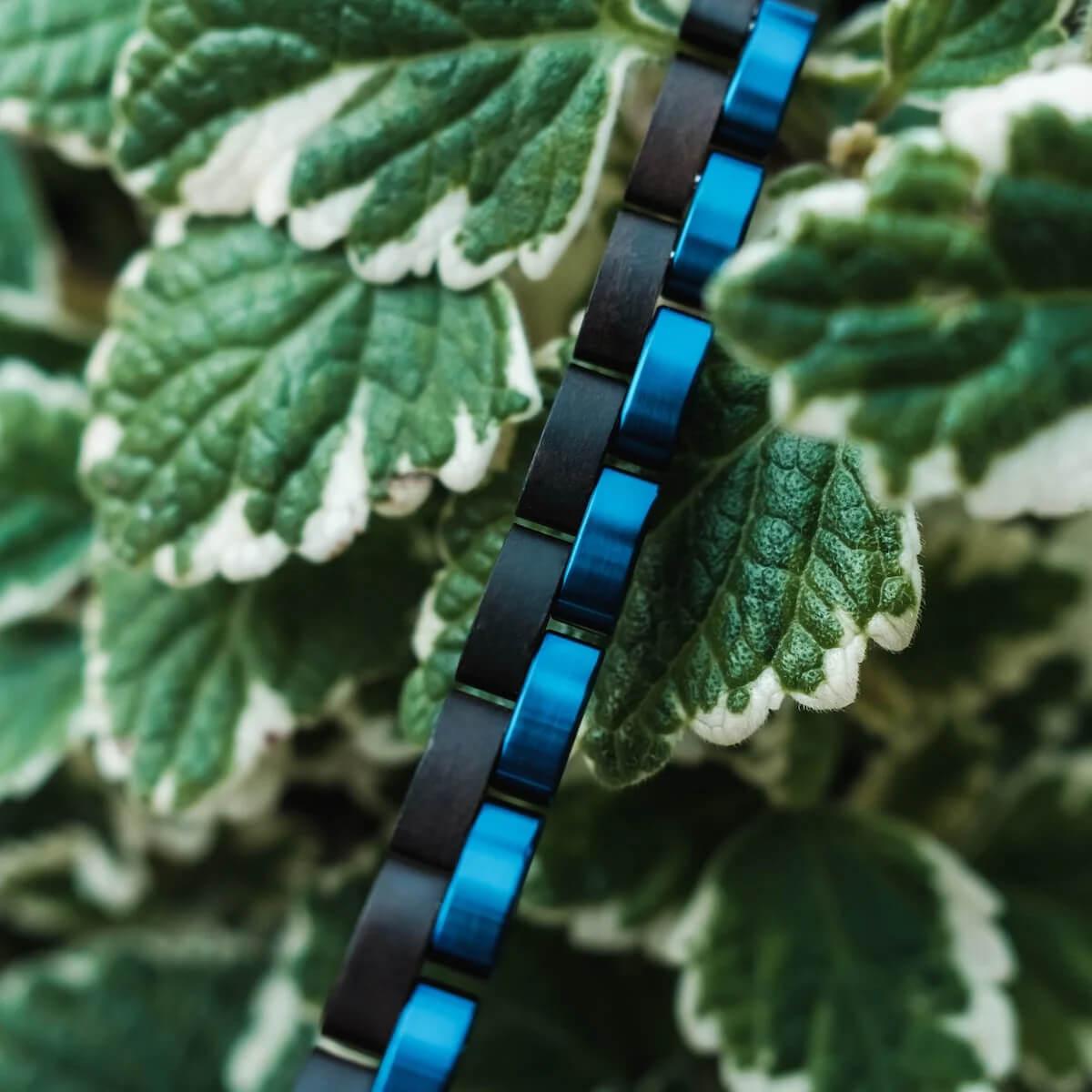 HOLZKERN Armband Duett Leadwood Blau