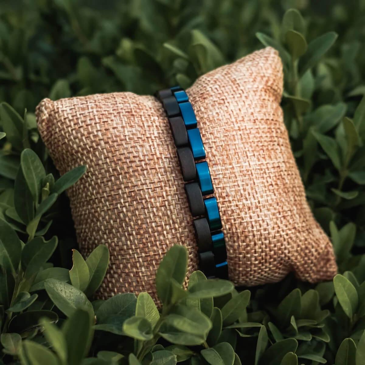 HOLZKERN Armband Duett Leadwood Blau
