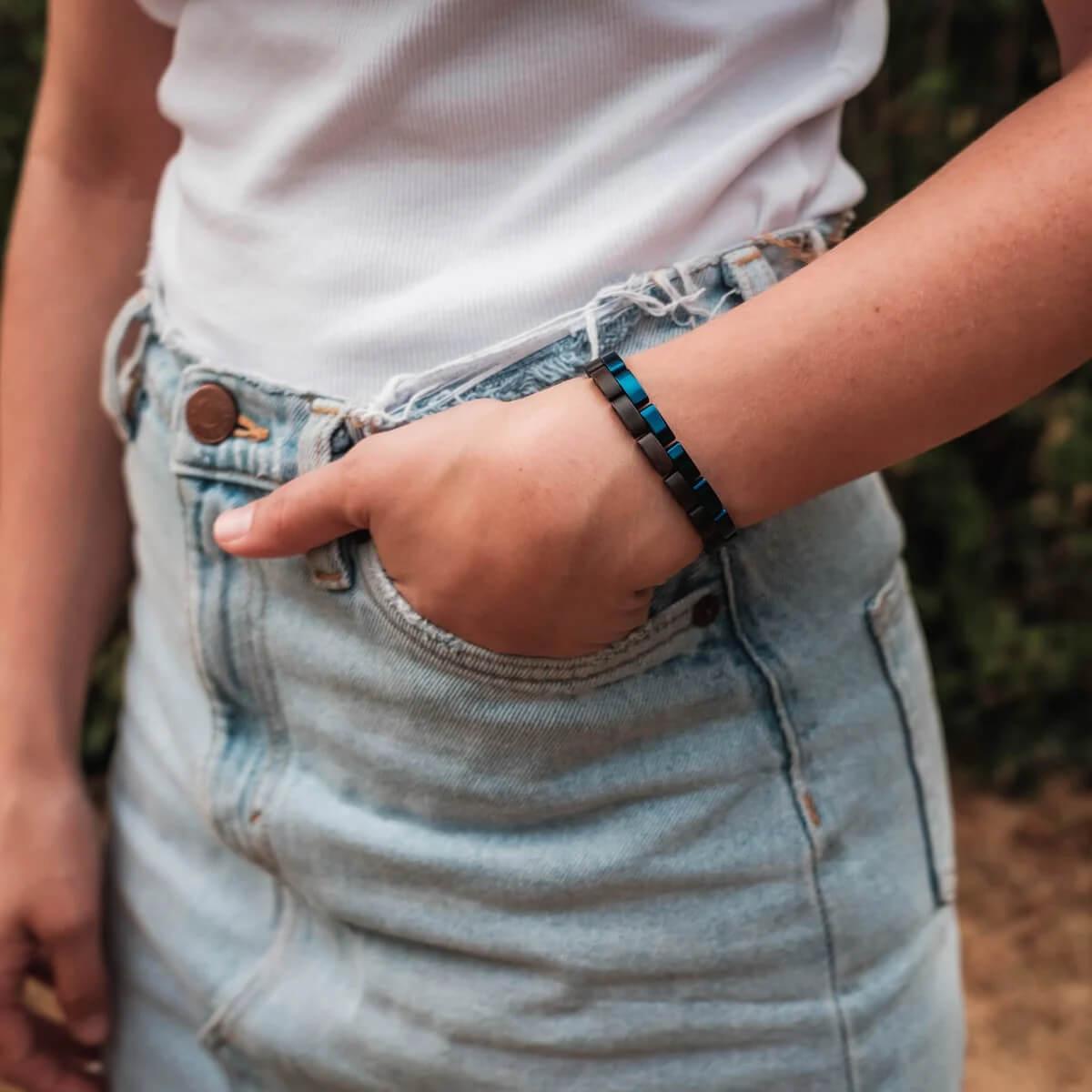 HOLZKERN Armband Duett Leadwood Blau