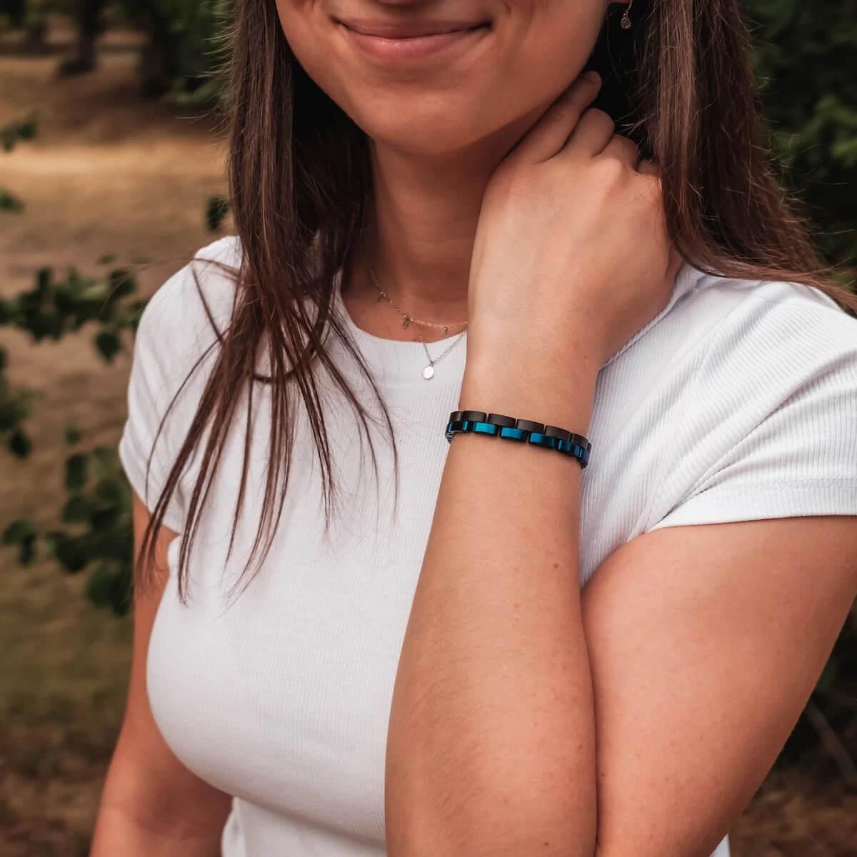 HOLZKERN Armband Duett Leadwood Blau