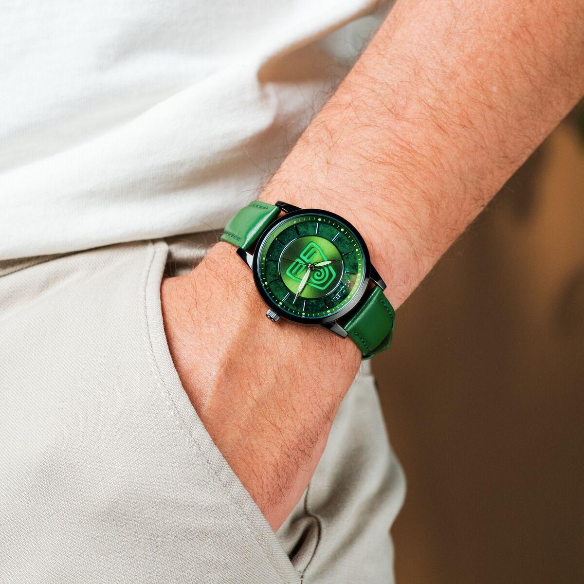 HOLZKERN | Avatar Earth Kingdom Damen Armbanduhr (Moosachat / Grün)