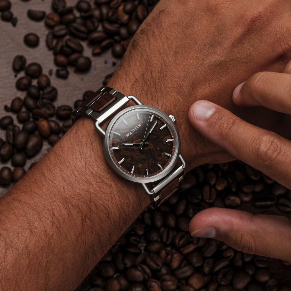 HOLZKERN | Espressino Herren Armbanduhr (Kaffee / Walnuss)