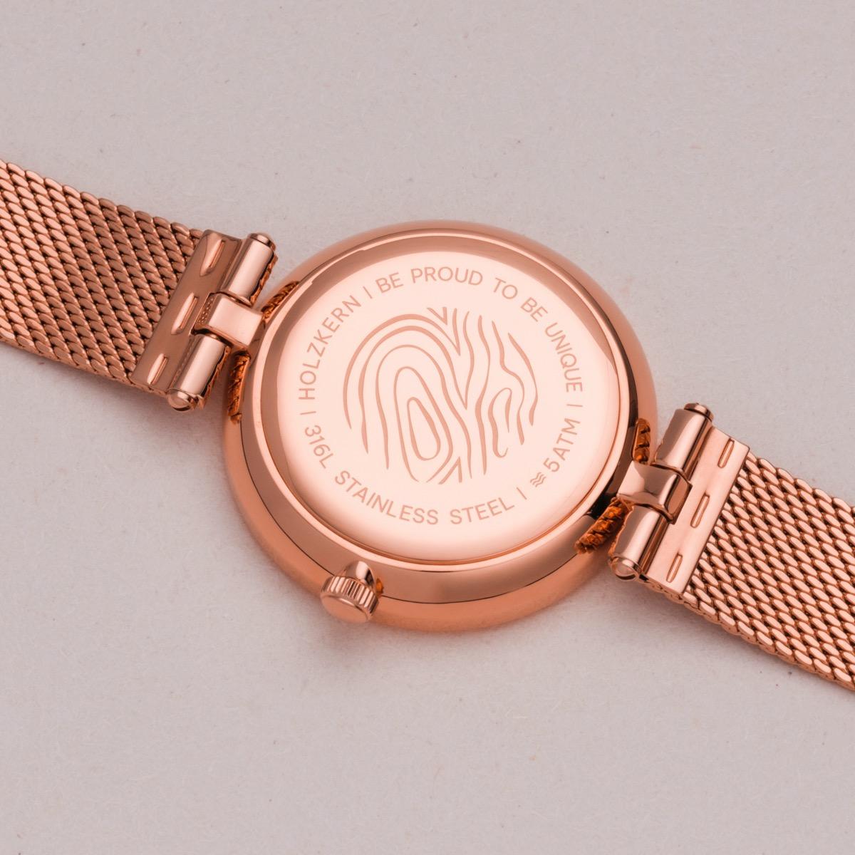 HOLZKERN | Everbloom Damen Armbanduhr (Pflaumenblüte / Roségold)